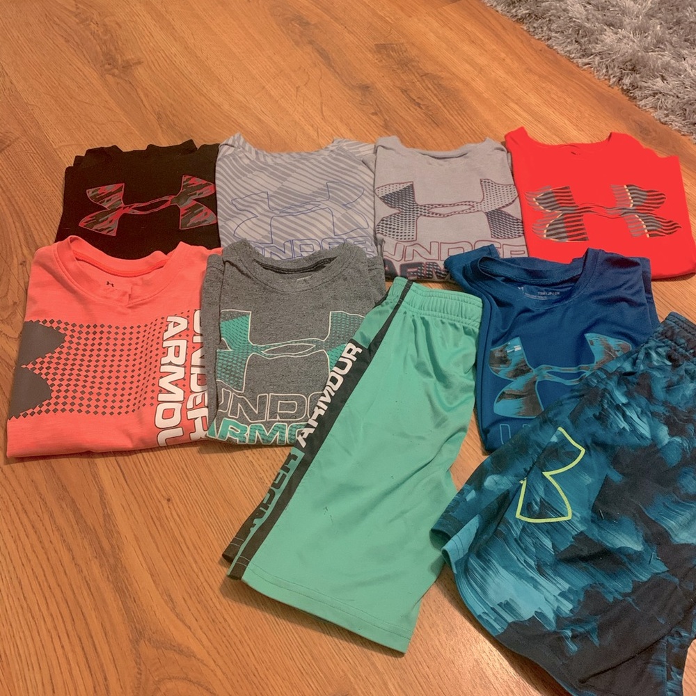 Lot of Boys UnderArmour shirts and shorts